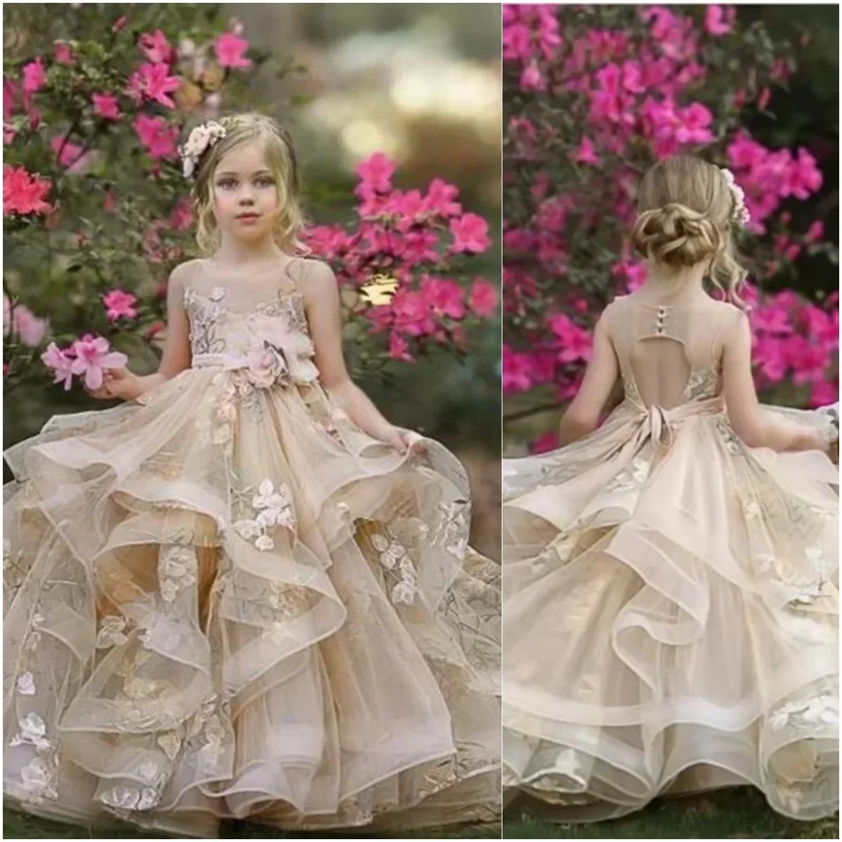 Flower Girl Dresses for Wedding 3D Floral Appliques Floor Length Girl Kids Birthday Party First Holy Communion Gown Ruffles
Flower Girl Dresses for Wedding 3D Floral Appliques Floor Length Girl Kids Birthday Party First Holy Communion Gown Ruffles