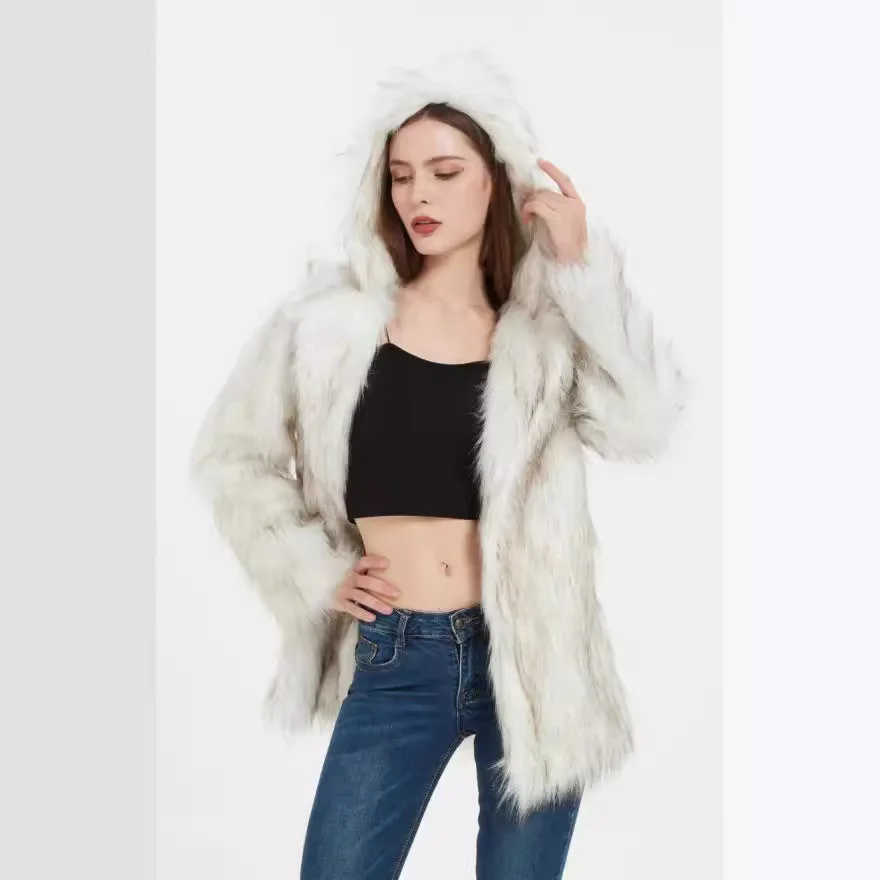 2025 Winter Women's Faux Fur Jacket White Furry Hooded Furry Lady's Eco Fur Coat Detailed Thickened Mink Fur Jacket For Female
2025 Winter Women's Faux Fur Jacket White Furry Hooded Furry Lady's Eco Fur Coat Detailed Thickened Mink Fur Jacket For Female