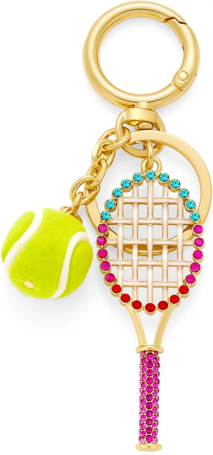 Gold Tone Tennis Racket Ball Keychain Sparkling Crystal Charm for Bags
Gold Tone Tennis Racket Ball Keychain Sparkling Crystal Charm for Bags