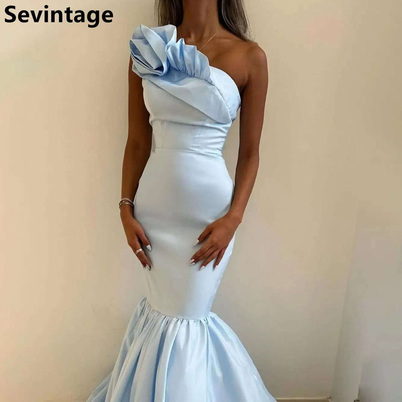 Sevintage Sky Blue Mermaid Satin Evening Dress For Wedding Party 2025 One Shoulder Prom Dress Arabic Party Gown Customized
Sevintage Sky Blue Mermaid Satin Evening Dress For Wedding Party 2025 One Shoulder Prom Dress Arabic Party Gown Customized