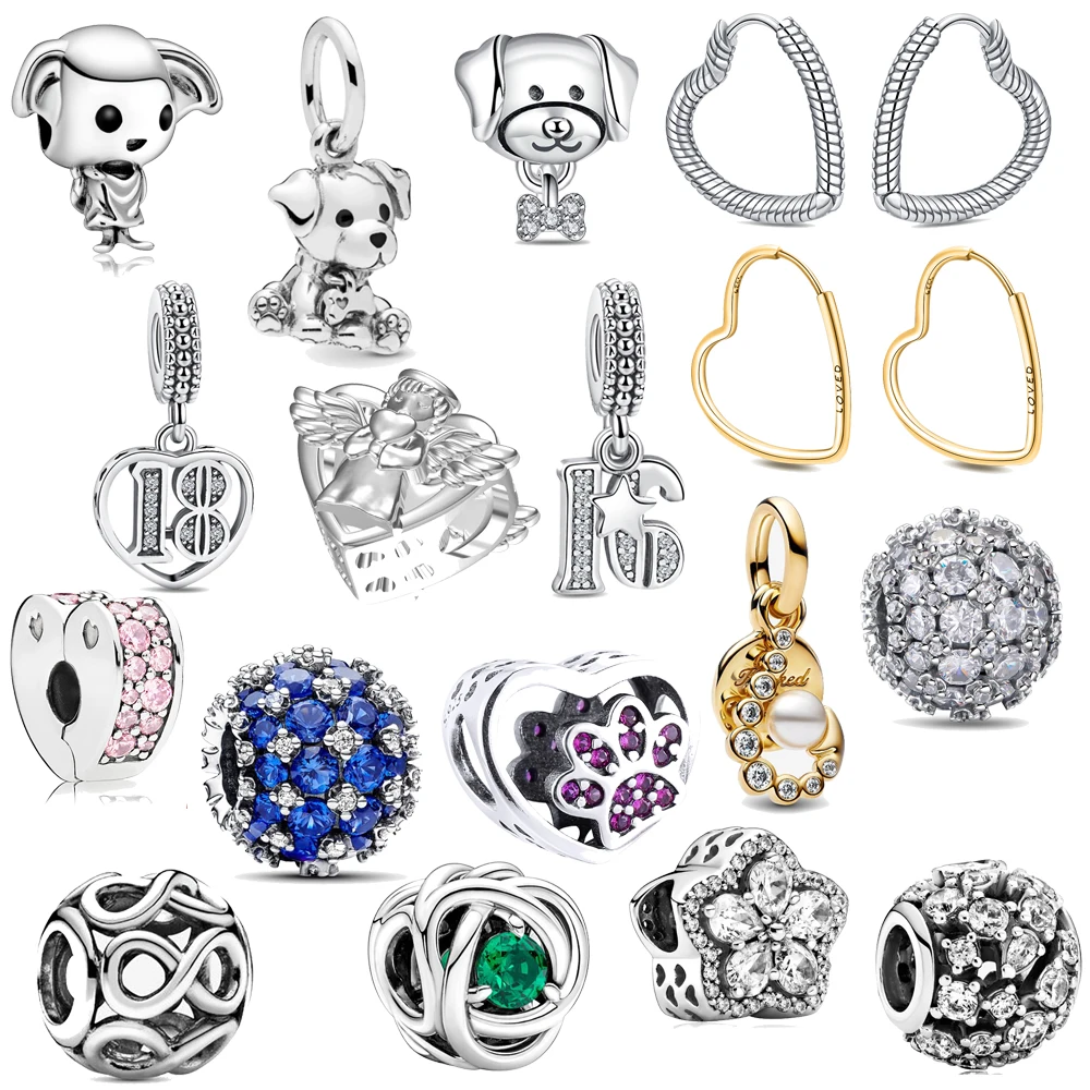 Серьги-сердечки из стерлингового серебра 925, милая маленькая собачка, классический циркон, оригинальные очаровательные бусины, подходят для женщин, браслет «сделай сам», браслет 
Серьги-сердечки из стерлингового серебра 925, милая маленькая собачка, классический циркон, оригинальные очаровательные бусины, подходят для женщин, браслет «сделай сам», браслет
