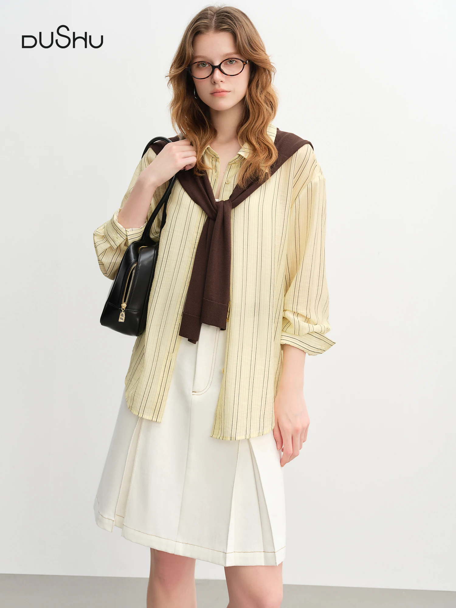 DUSHU Plus-Size Women's Knit Shawl Lightweight Blouse 2025 Autumn New Arrival Lycra Tencel Casual Long-Sleeve Shirt 25DS83241 
DUSHU Plus-Size Women's Knit Shawl Lightweight Blouse 2025 Autumn New Arrival Lycra Tencel Casual Long-Sleeve Shirt 25DS83241