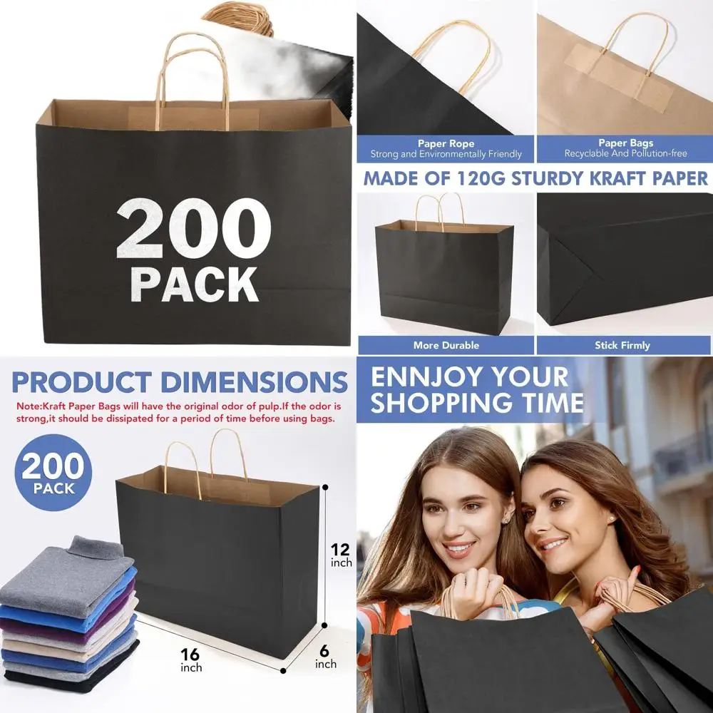 Large Pack of 200 Natural Kraft Paper Gift Bags with Handles, 16x6x12 Inches, Ideal for Parties, Boutiques, and Retail Merchandi
Large Pack of 200 Natural Kraft Paper Gift Bags with Handles, 16x6x12 Inches, Ideal for Parties, Boutiques, and Retail Merchandi