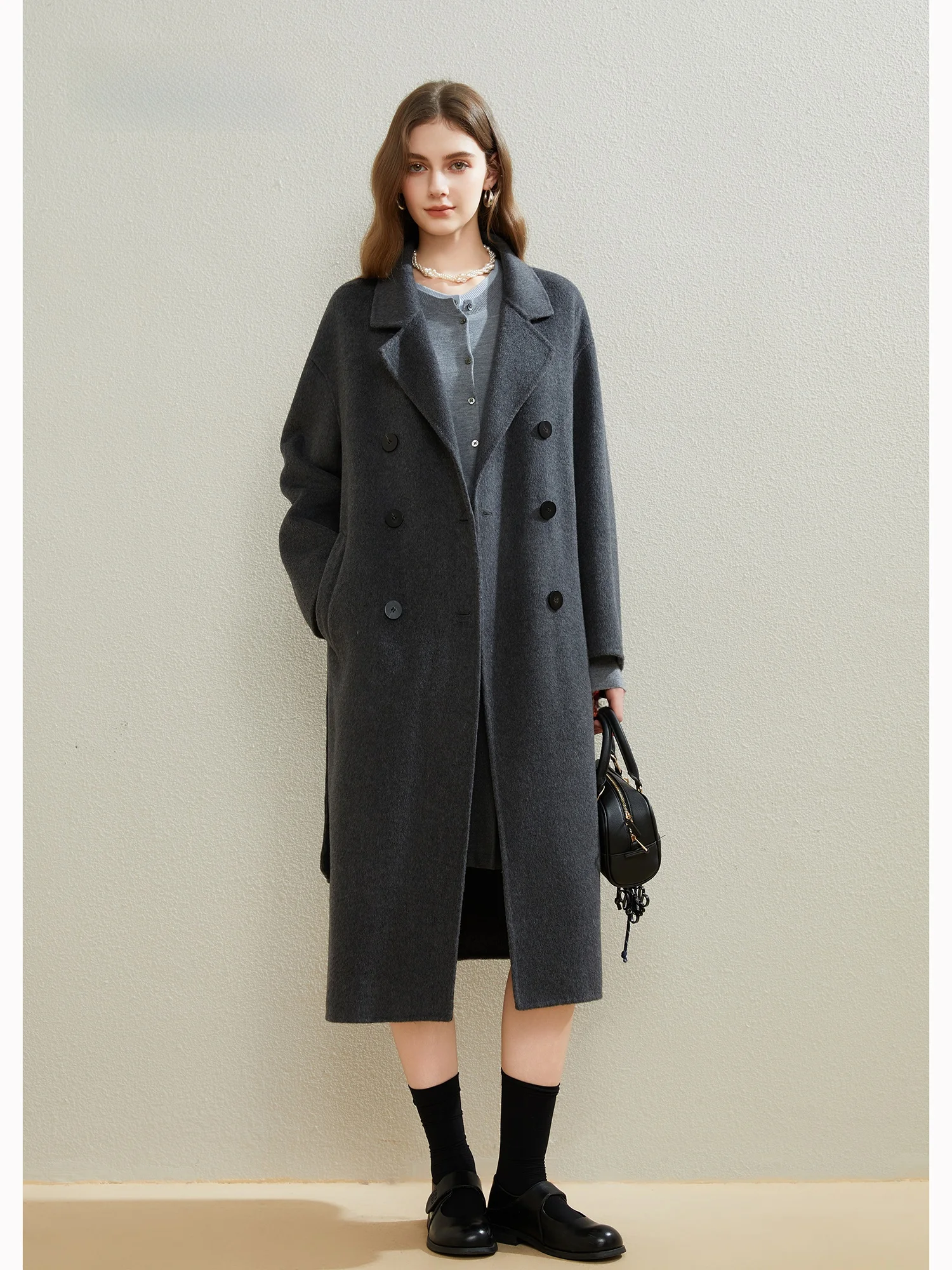 Gray Double-Sided Cashmere Coat Women's High-End Winter Fashion Medium-Length Suit Collar Wool Outerwear Commute Style
Gray Double-Sided Cashmere Coat Women's High-End Winter Fashion Medium-Length Suit Collar Wool Outerwear Commute Style