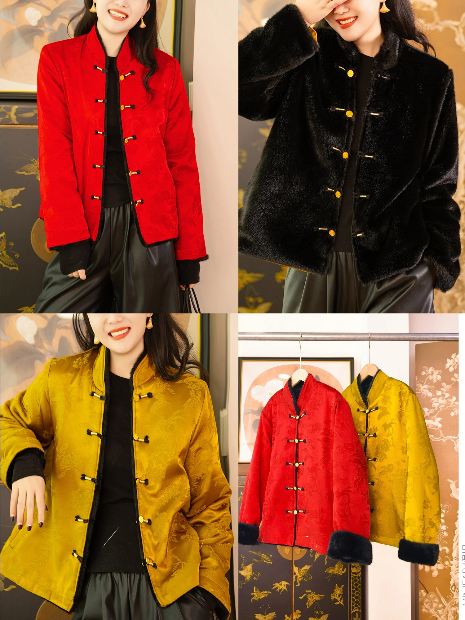 Double-Sided Wear Peony Embroidery Satin Fleece Lined Thickened Skin-Friendly Stand Collar National Style Outerwear Women
Double-Sided Wear Peony Embroidery Satin Fleece Lined Thickened Skin-Friendly Stand Collar National Style Outerwear Women