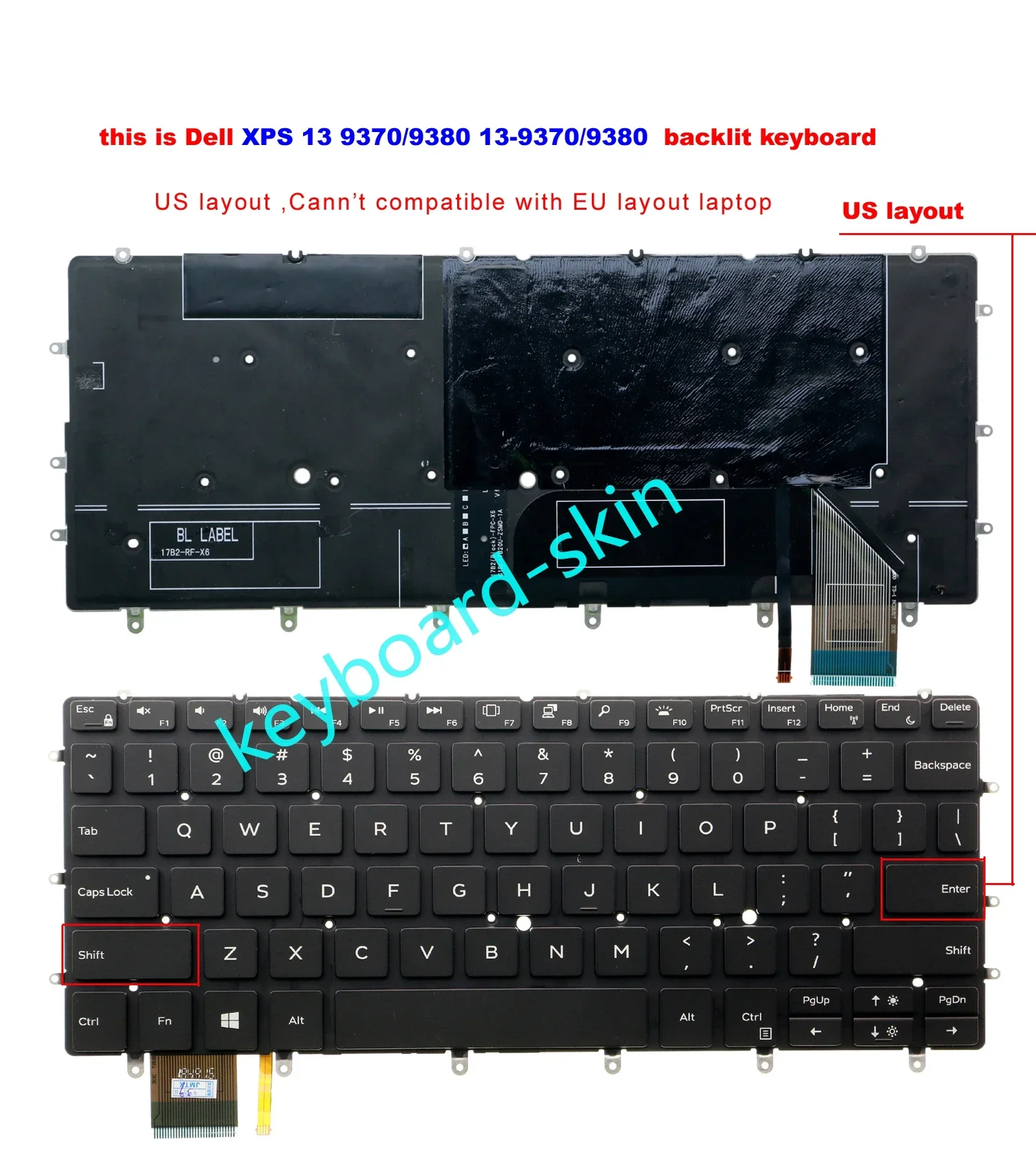 Новая черная клавиатура с подсветкой в США для ноутбука серии Dell XPS 13-9370/9380,13-9370 13-9380
Новая черная клавиатура с подсветкой в США для ноутбука серии Dell XPS 13-9370/9380,13-9370 13-9380