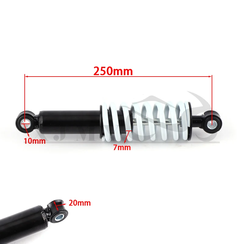 250mm motorcycle front and rear shock absorbers strut suspension shock absorbers, suitable for 50c-125cc puddle bike ATV go-kart
250mm motorcycle front and rear shock absorbers strut suspension shock absorbers, suitable for 50c-125cc puddle bike ATV go-kart