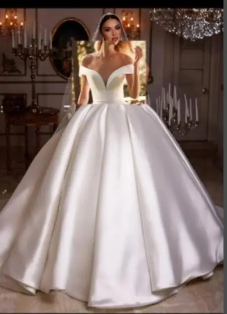 Verngo Off the Shoulder Good Quality Satin A Line Wedding Dresses Bridal Gowns Vestido de noiva Custom Made Chape Train
Verngo Off the Shoulder Good Quality Satin A Line Wedding Dresses Bridal Gowns Vestido de noiva Custom Made Chape Train