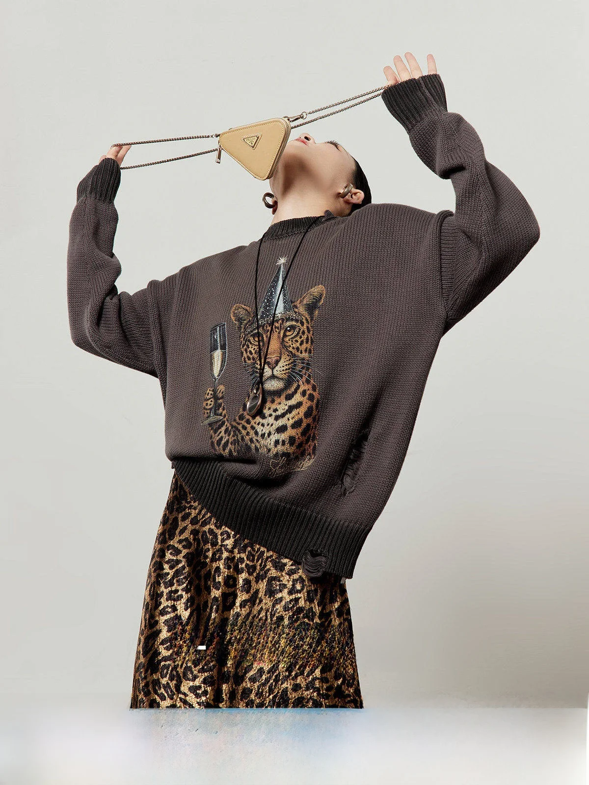 Gray Knitted Sweater Women's Spring New Style Print Hole Cup Birthday Casual Fashion Long Sleeve round Neck Leopard Pattern
Gray Knitted Sweater Women's Spring New Style Print Hole Cup Birthday Casual Fashion Long Sleeve round Neck Leopard Pattern