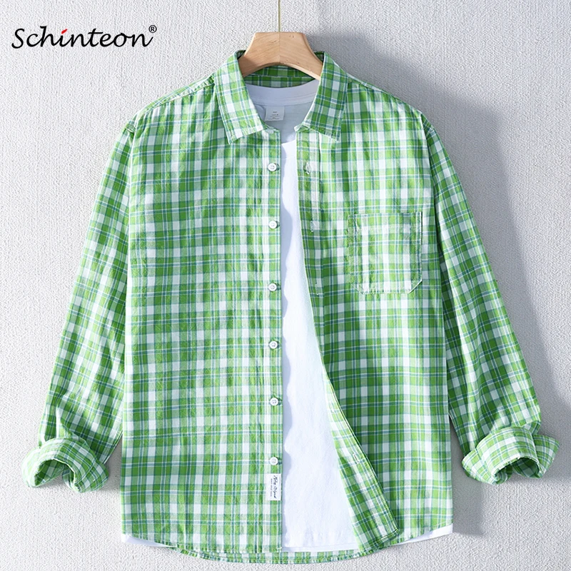 Schinteon Men Brand 100% Pure Cotton Plaid Shirt Long Sleeved Turn-down Collar High Quality Spring Summer Casual Top 2025 New
Schinteon Men Brand 100% Pure Cotton Plaid Shirt Long Sleeved Turn-down Collar High Quality Spring Summer Casual Top 2025 New