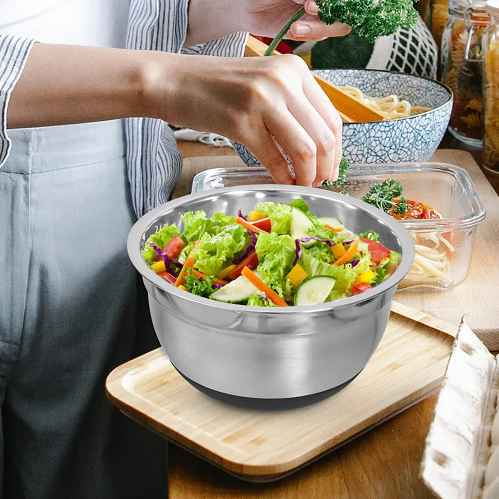 Stainless Steel Large Mixing Bowl for Baking Cooking Salad Prep Vegetable Washing Rice Storage Heavy Duty Rust Proof Smooth Rim