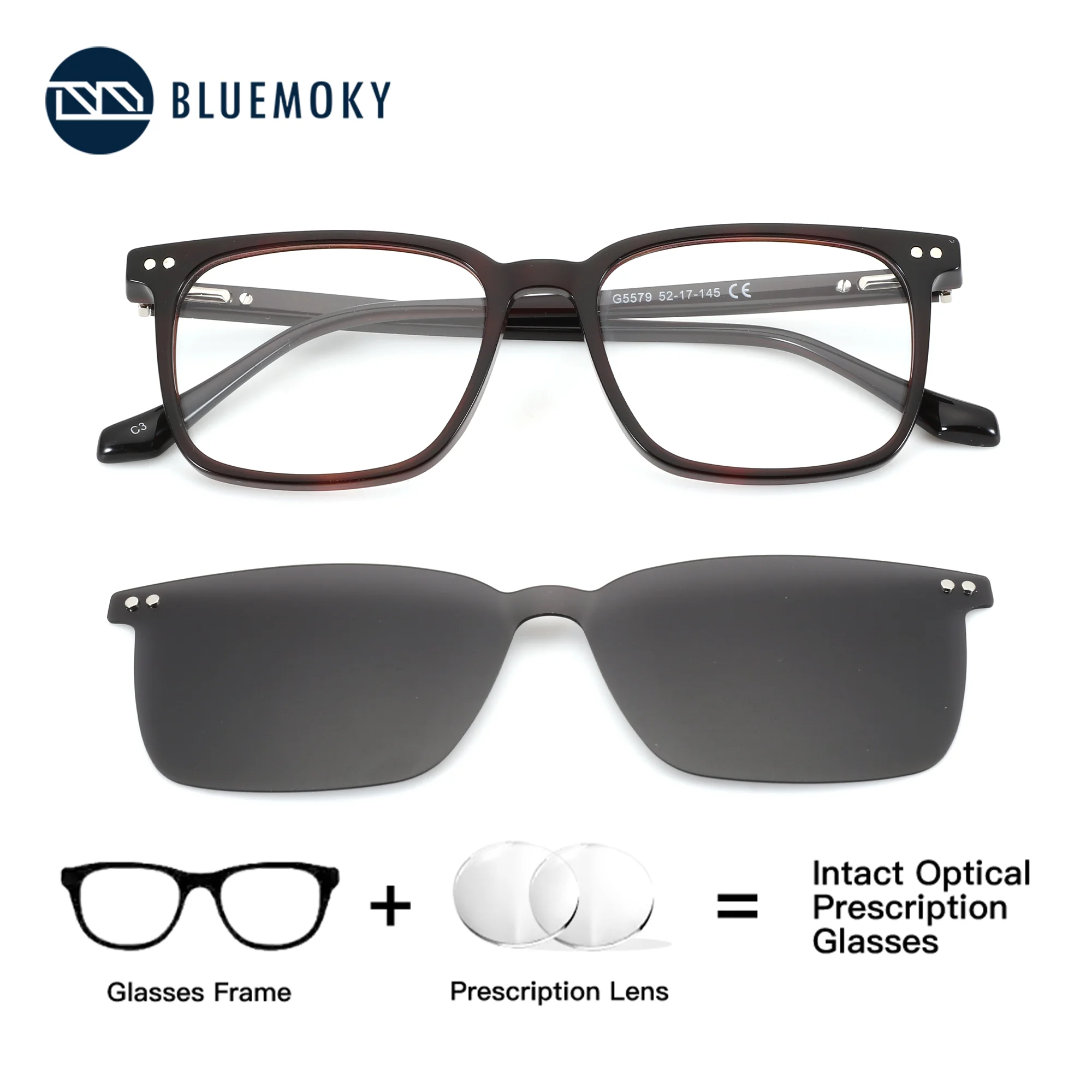 BLUEMOKY (S Size) Square Acetate Clip on Prescription Sunglasses Polarized UV400 Myopia/Progressive Multifocal Eyeglasses
BLUEMOKY (S Size) Square Acetate Clip on Prescription Sunglasses Polarized UV400 Myopia/Progressive Multifocal Eyeglasses