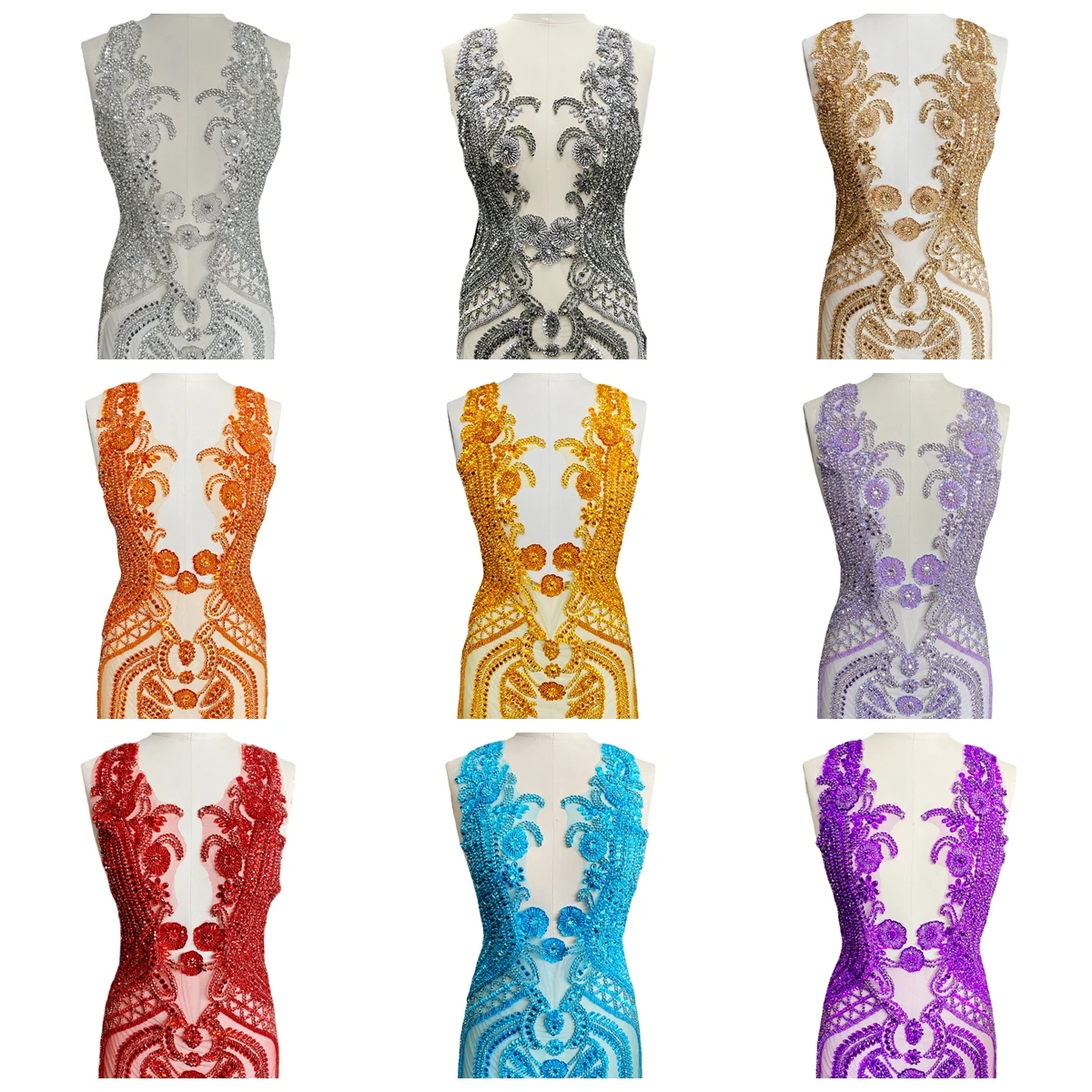 W23#Pure Handmade Rhinestone lace Large Bodice Applique Sewing Beads Stones Trim Patches for Dress Clothes Accessories 17.7X31.8
W23#Pure Handmade Rhinestone lace Large Bodice Applique Sewing Beads Stones Trim Patches for Dress Clothes Accessories 17.7X31.8