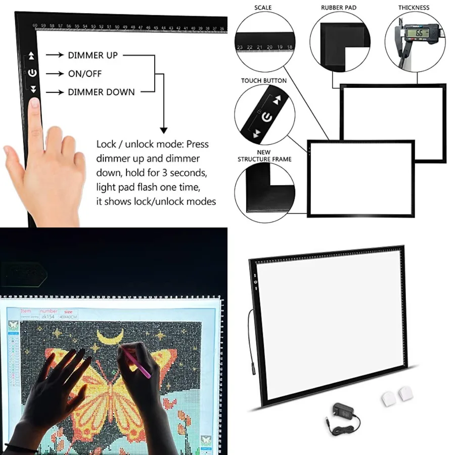 A2 LED Artist tracing Light Box Copy Table, Adjustable High Brightness Light Pad for Tatto Drawing, Sketching, Animation, Diamo
A2 LED Artist tracing Light Box Copy Table, Adjustable High Brightness Light Pad for Tatto Drawing, Sketching, Animation, Diamo