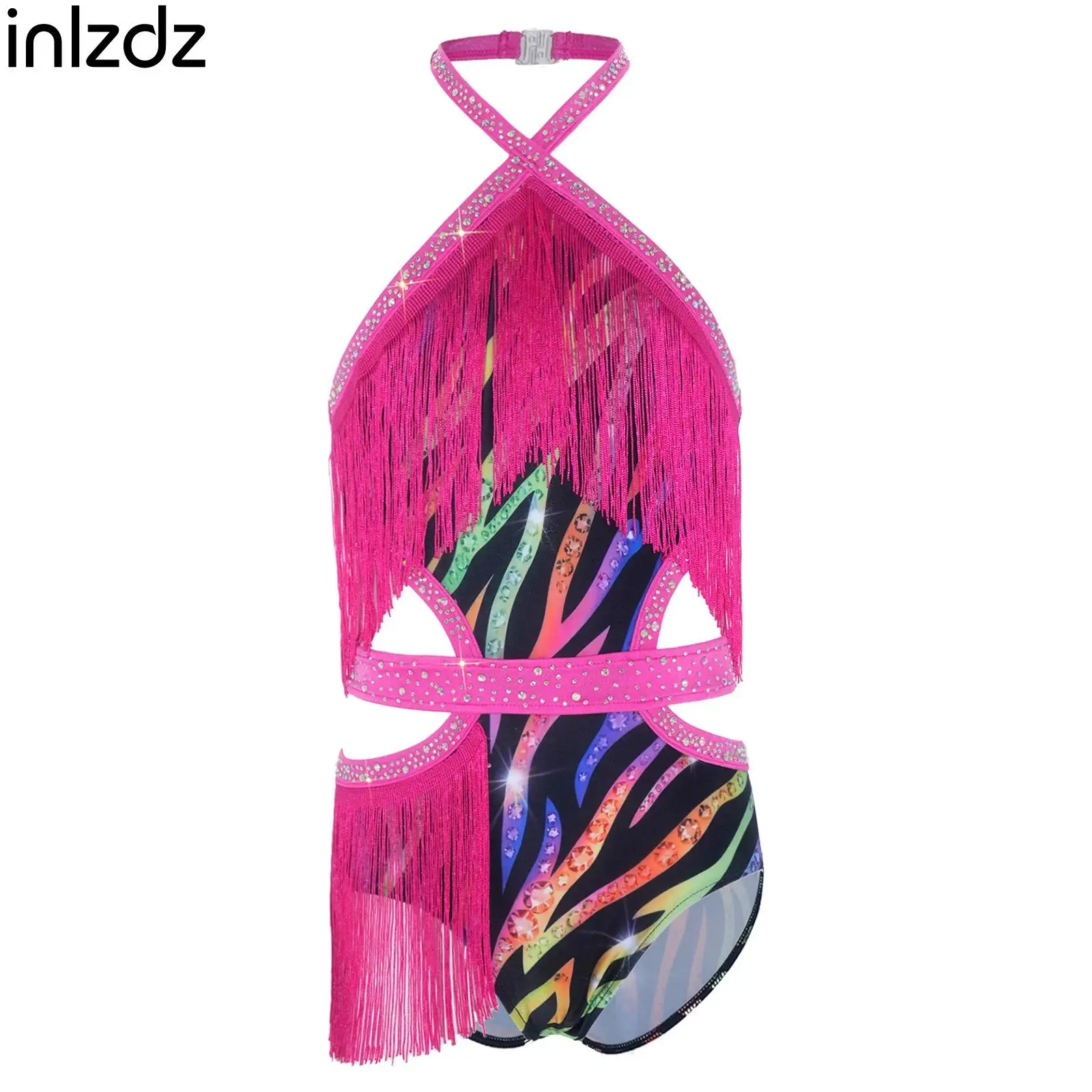 Kids Competition Latin Dance Jumpsuit Girls Sleeveless Side Cutout Sparkly Rhinestone Tassel Bodysuit for Salsa Tango Dance
Kids Competition Latin Dance Jumpsuit Girls Sleeveless Side Cutout Sparkly Rhinestone Tassel Bodysuit for Salsa Tango Dance