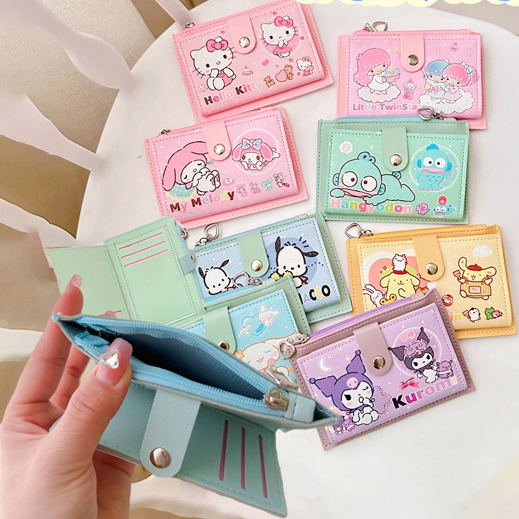 Sanrio Kuromi Mymelody Hangyodon, мультяшный PU ID кредитный кошелек, Женский кошелек, милый аниме кошелек для монет, папка для хранения карт, подарки
Sanrio Kuromi Mymelody Hangyodon, мультяшный PU ID кредитный кошелек, Женский кошелек, милый аниме кошелек для монет, папка для хранения карт, подарки