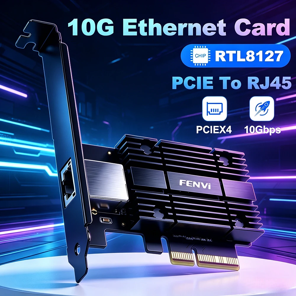 FENVi 10Gbps RTL8127 PCIE To RJ45 Ethernet Card PCI Express X4/X8/X16 RJ45 Network Lan Controller For Win10/11 Linux
FENVi 10Gbps RTL8127 PCIE To RJ45 Ethernet Card PCI Express X4/X8/X16 RJ45 Network Lan Controller For Win10/11 Linux