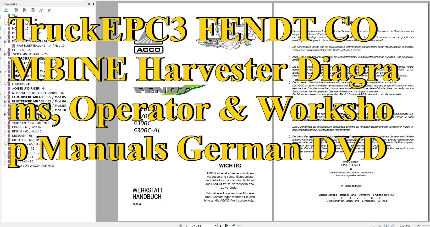 TruckEPC3 FENDT COMBINE Диаграммы комбайна, руководства оператора и мастерской, немецкий DVD
TruckEPC3 FENDT COMBINE Диаграммы комбайна, руководства оператора и мастерской, немецкий DVD