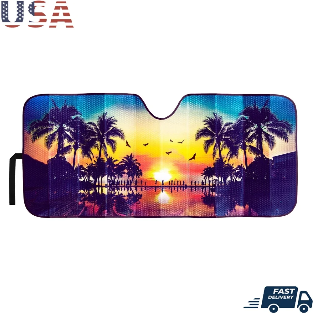 Tropical Accordion Sunshade Universal Fit 63x28.5 Inch Collapsible Car Windshield Protector Reduces Heat UV Block Easy Storage
Tropical Accordion Sunshade Universal Fit 63x28.5 Inch Collapsible Car Windshield Protector Reduces Heat UV Block Easy Storage