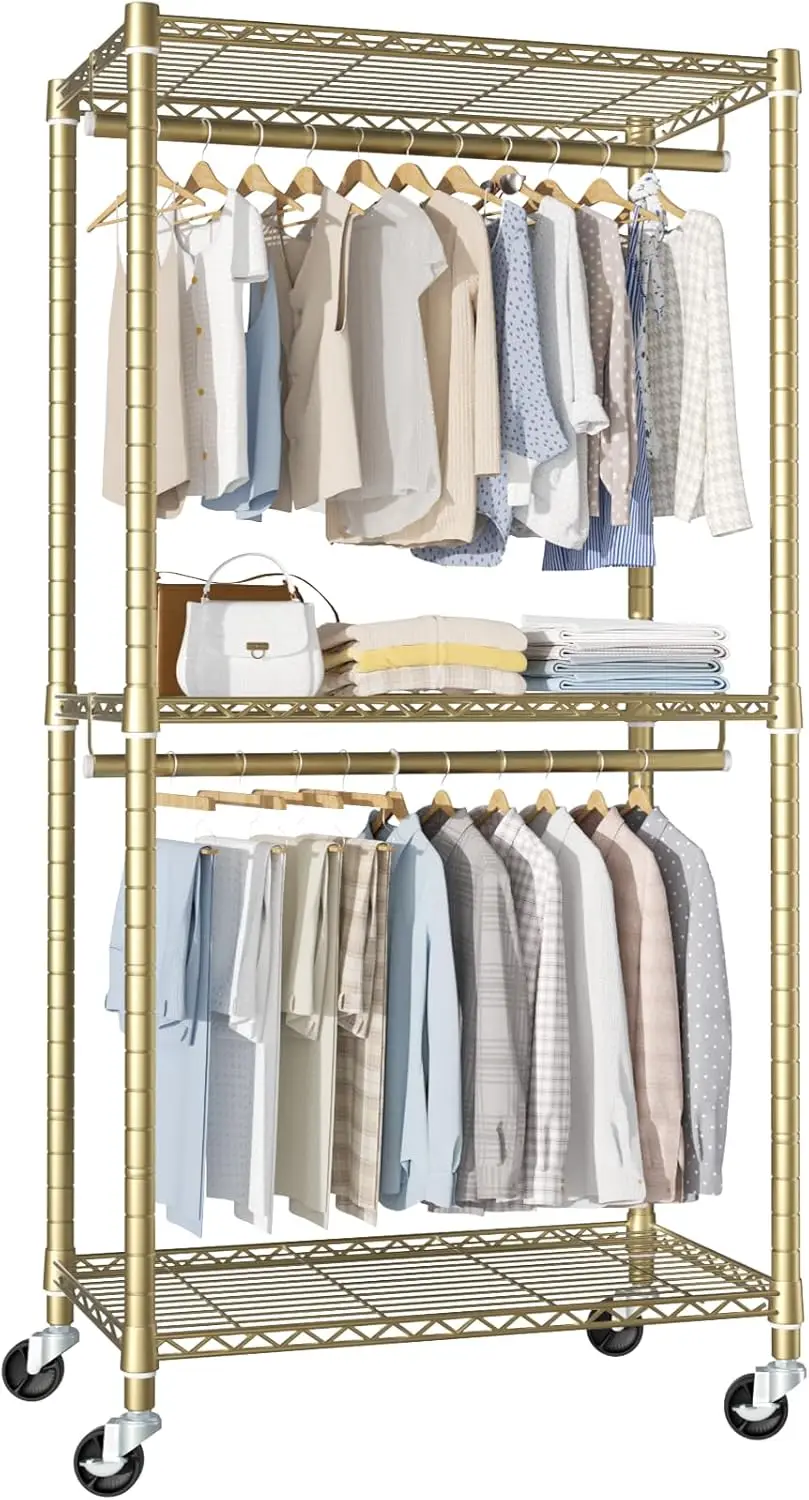 P1 Medium Heavy-Duty Portable Closet, 30" W x 14" D x 76" H, Metal Rolling Clothing Rack, Gold
P1 Medium Heavy-Duty Portable Closet, 30" W x 14" D x 76" H, Metal Rolling Clothing Rack, Gold