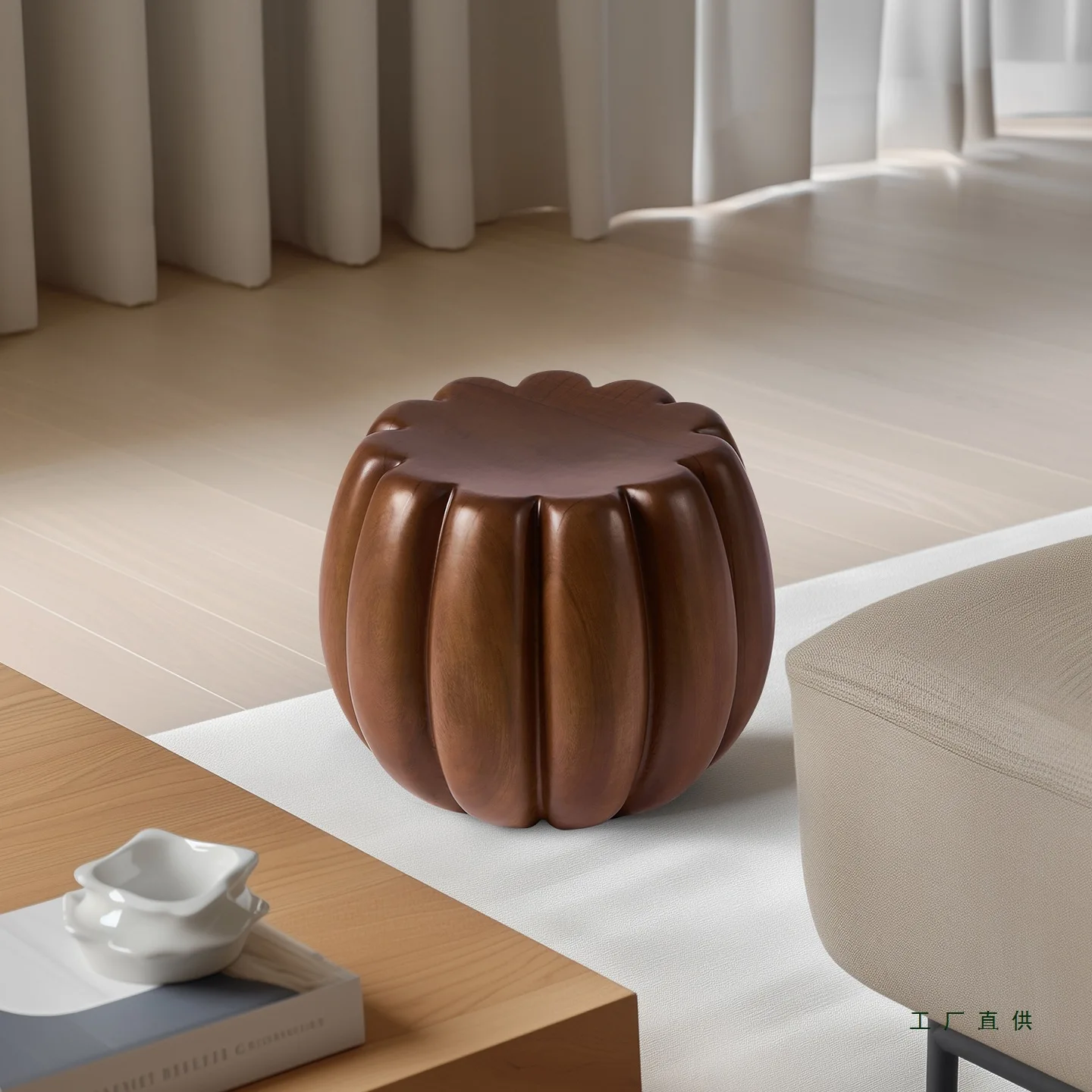 Designer art pumpkin stool solid wood pier root carving low stool household
Designer art pumpkin stool solid wood pier root carving low stool household