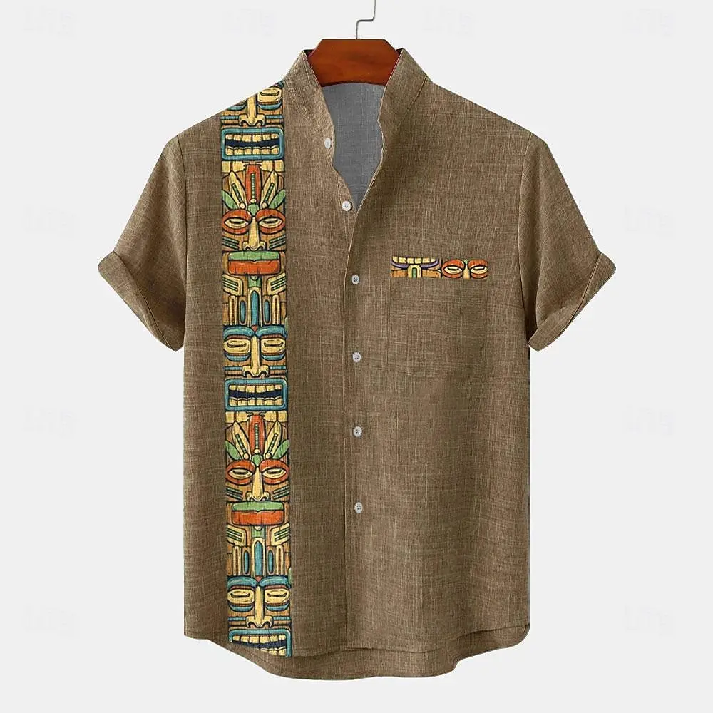 Vintage Men's Shirt Ethnic Pattern Print Short Sleeve Lapel Shirts Summer Fashion Casual Streetwear Male Oversized Clothing
Vintage Men's Shirt Ethnic Pattern Print Short Sleeve Lapel Shirts Summer Fashion Casual Streetwear Male Oversized Clothing