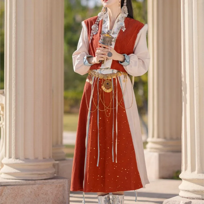Tibetan Style Hanfu Female Adult New Raccoon Clothing Dunhuang Western Region Exotic Ancient Costume
Tibetan Style Hanfu Female Adult New Raccoon Clothing Dunhuang Western Region Exotic Ancient Costume