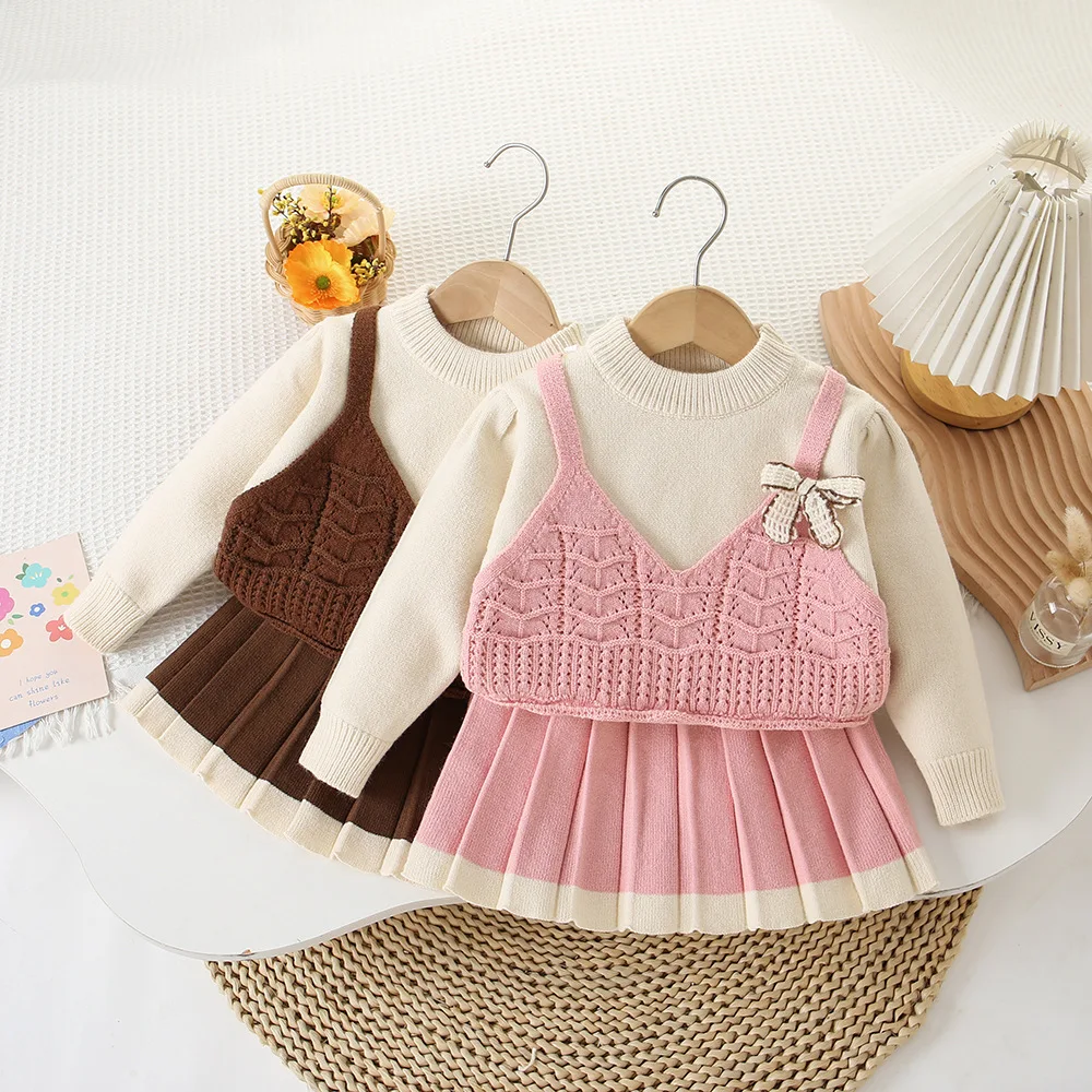 Girls Knitted Clothing Sets Spring Autumn Children Woolen Jersey Tops Skirts Princess Dresses Suit For Baby Girl Outfits Kids 6Y
Girls Knitted Clothing Sets Spring Autumn Children Woolen Jersey Tops Skirts Princess Dresses Suit For Baby Girl Outfits Kids 6Y