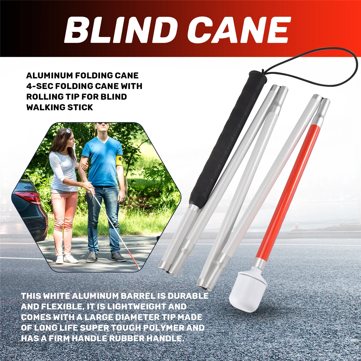Aluminum Folding Cane 4-Sec Folding Cane with Rolling Tip for Blind Walking Stick F
Aluminum Folding Cane 4-Sec Folding Cane with Rolling Tip for Blind Walking Stick F