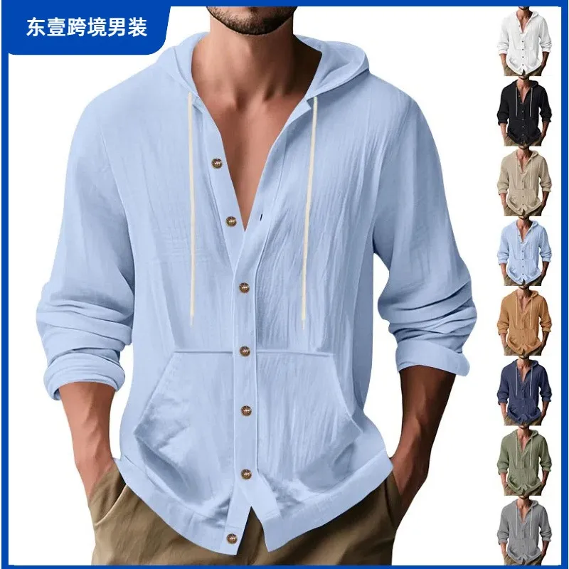 Man Light Blue Hooded Shirt Cotton Hoodie Open Front Long Sleeve Relaxed Fit Casual Top with Drawstring Hood and Pocket Detail
Man Light Blue Hooded Shirt Cotton Hoodie Open Front Long Sleeve Relaxed Fit Casual Top with Drawstring Hood and Pocket Detail