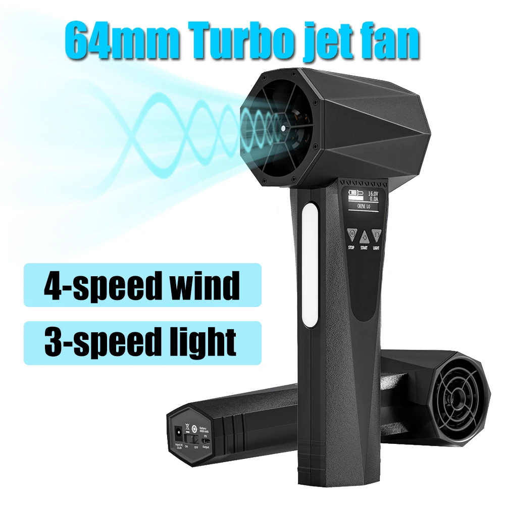 64mm brushless Turbo Jet Fan Electric Air Duster with 4 Gear Adjustable 200000RPM Wind Speed 8000mAh Car Computer Cleaner
64mm brushless Turbo Jet Fan Electric Air Duster with 4 Gear Adjustable 200000RPM Wind Speed 8000mAh Car Computer Cleaner