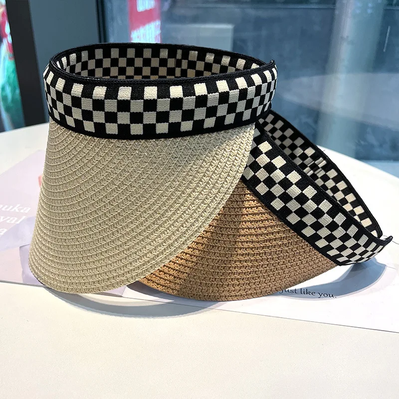 Sun Visors for Women Solid Straw Summer Hat for Girl Boy 2022 New Plaid Large Wide Brim Beach Cap Visors Oversize Sun Hat
Sun Visors for Women Solid Straw Summer Hat for Girl Boy 2022 New Plaid Large Wide Brim Beach Cap Visors Oversize Sun Hat