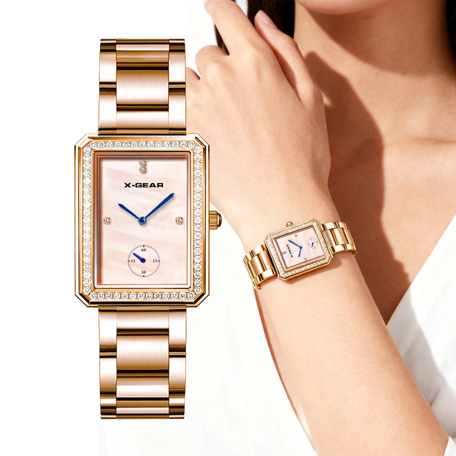 Роскошные женские часы, новинка 2025, простые квадратные водонепроницаемые кварцевые часы, золотистый браслет из нержавеющей стали, женские деловые часы
Роскошные женские часы, новинка 2025, простые квадратные водонепроницаемые кварцевые часы, золотистый браслет из нержавеющей стали, женские деловые часы