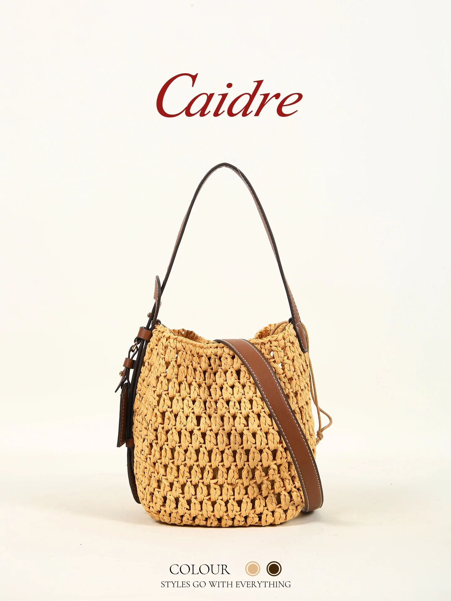 Caidre Laffite Straw Woven Bucket Handbag Women's Summer 2026 New Holiday Shoulder Crossbody Bag Soft Handle Pure Color
Caidre Laffite Straw Woven Bucket Handbag Women's Summer 2026 New Holiday Shoulder Crossbody Bag Soft Handle Pure Color