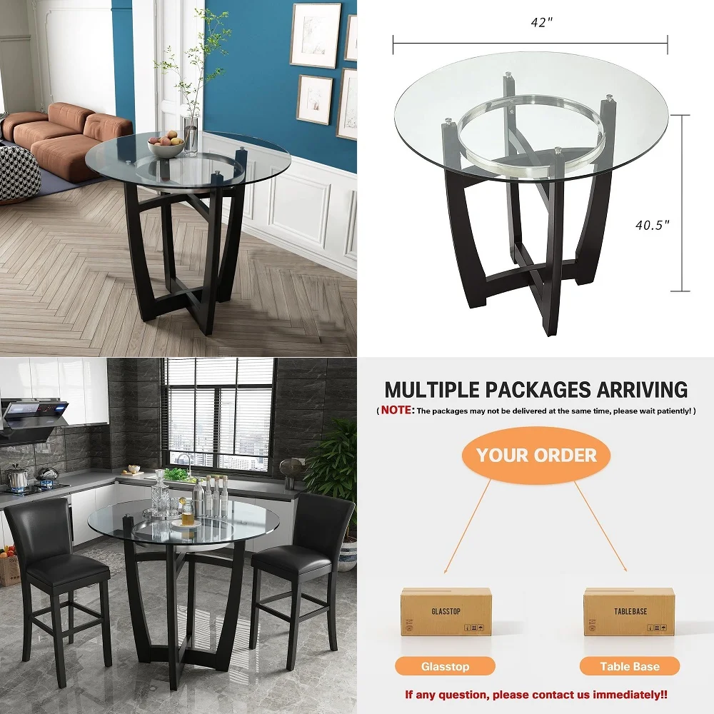 42 Glass Top High Bar Table with Solid Wood Base,1 2 Thick Tempered Glas,40.5 Height
42 Glass Top High Bar Table with Solid Wood Base,1 2 Thick Tempered Glas,40.5 Height