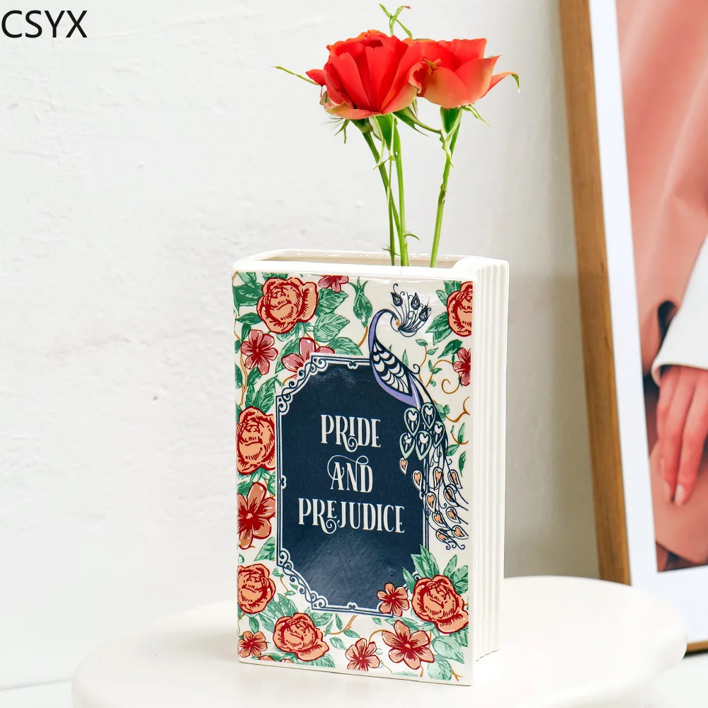 Square Book Ceramic Vase Creative Painted Vase Art Flower Arrangement Accessories Living Room Home Decoration Table Vase
Square Book Ceramic Vase Creative Painted Vase Art Flower Arrangement Accessories Living Room Home Decoration Table Vase