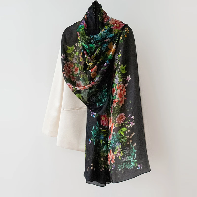 Silk Scarf Women Sun Protection Black Long Breathable Wrap Accessory For Beach Summer Spring Holiday Luxury
Silk Scarf Women Sun Protection Black Long Breathable Wrap Accessory For Beach Summer Spring Holiday Luxury