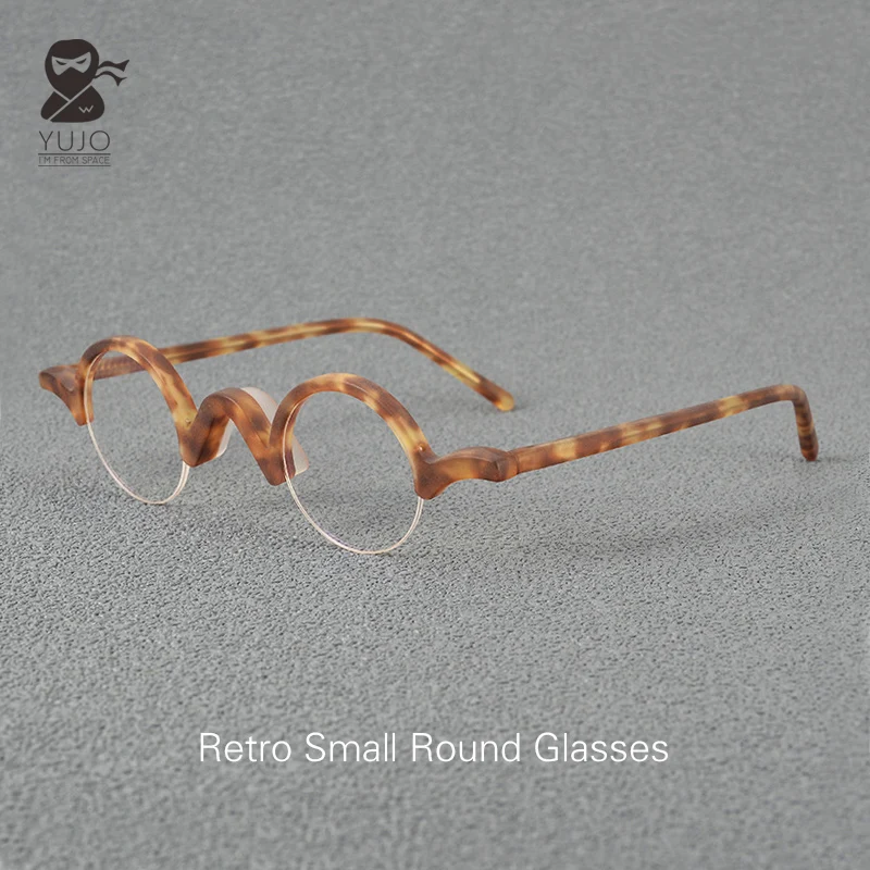 Retro small circular half frame eyeglasses with a diameter of 35mm, vintage acetate prescription myopia optical reading eyeglass
Retro small circular half frame eyeglasses with a diameter of 35mm, vintage acetate prescription myopia optical reading eyeglass