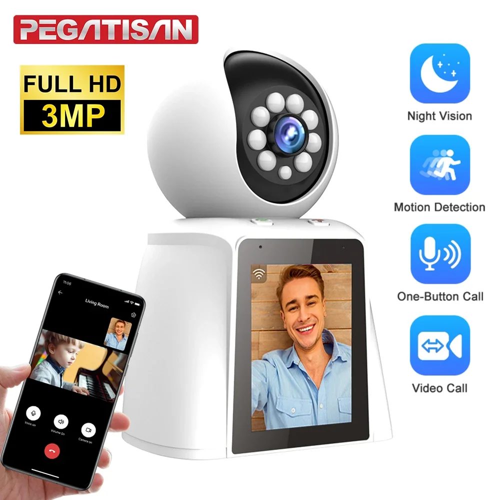 3MP Wifi Camera Baby Monitor 2.8Inch Screen Home Security Camera Two Way Audio Video Calling Auto Tracking Wireless Security Cam
3MP Wifi Camera Baby Monitor 2.8Inch Screen Home Security Camera Two Way Audio Video Calling Auto Tracking Wireless Security Cam