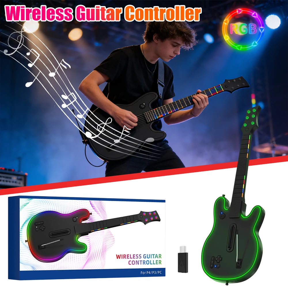 Wireless Guitar Controller 2.4G Wireless PC Guitar Controller Console Gamepad for PS3 PS4 PC Guitar Hero Clone Hero Rock Band
Wireless Guitar Controller 2.4G Wireless PC Guitar Controller Console Gamepad for PS3 PS4 PC Guitar Hero Clone Hero Rock Band