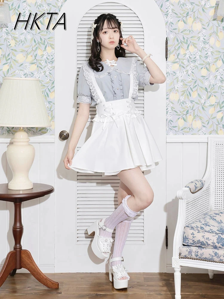 Japanese Doll Collar Lace Short Sleeve Blouse Women Spring Lotus Leaf Edge Chiffon Shirt Cute Sweet Mine Tie White Top Blusas
Japanese Doll Collar Lace Short Sleeve Blouse Women Spring Lotus Leaf Edge Chiffon Shirt Cute Sweet Mine Tie White Top Blusas