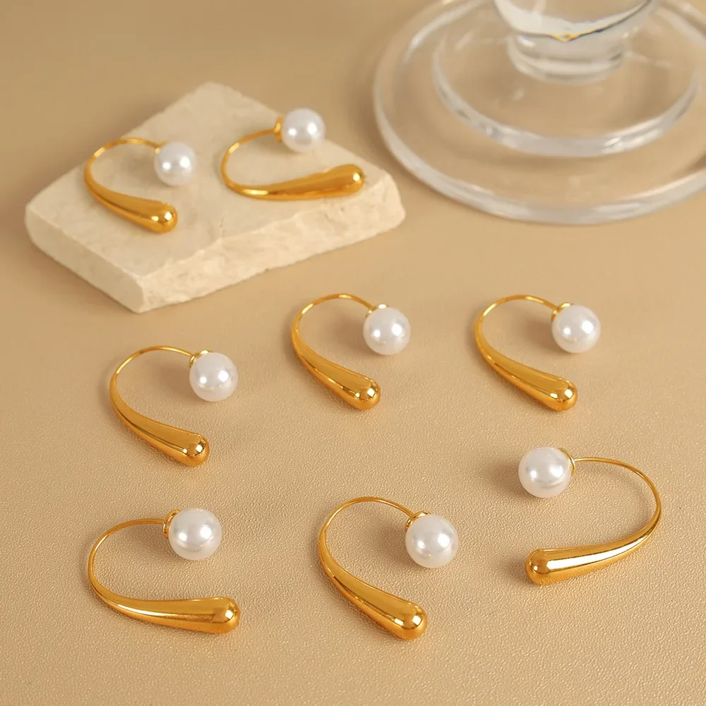 Fashionable and Light Luxury Ocean Pearl Style Ear Studs Stainless Steel 18k Gold-plated Waterproof Simple Style Earrings
Fashionable and Light Luxury Ocean Pearl Style Ear Studs Stainless Steel 18k Gold-plated Waterproof Simple Style Earrings
