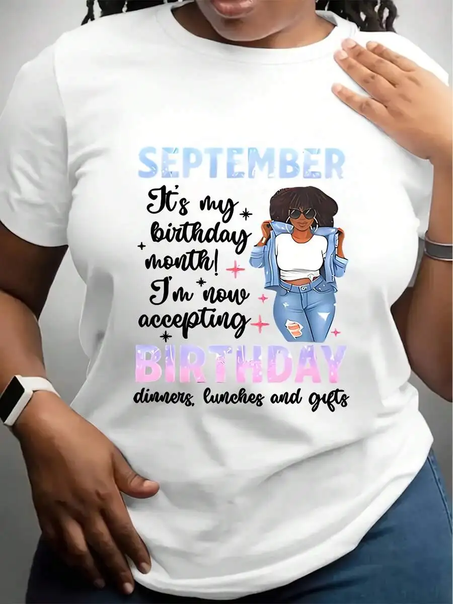 Black Birthday Month Graphic Tee With Woman In Denim Jacket Print For September Celebrations Casual Wear
Black Birthday Month Graphic Tee With Woman In Denim Jacket Print For September Celebrations Casual Wear