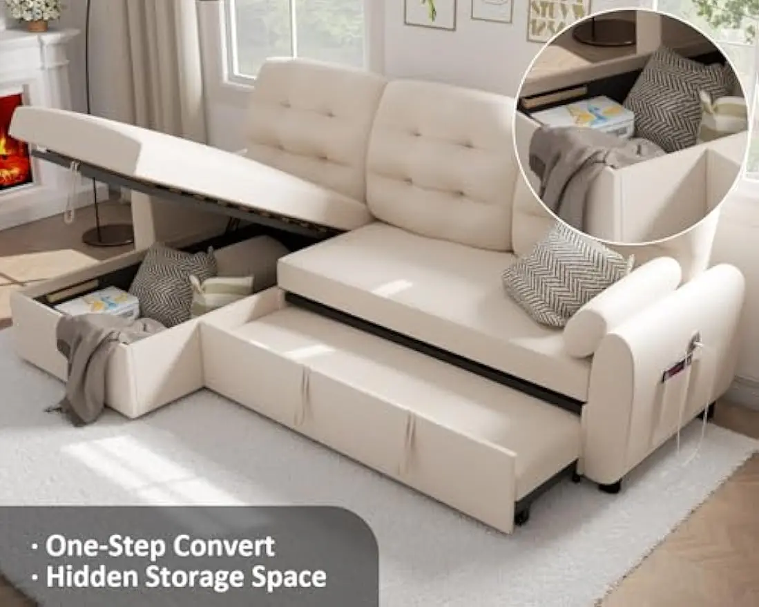 Ucloveria Sectional Sofa Couch, 87" Sleeper Sofa Bed with Reversible Storage Chaise Pull Out Couch for Living Room | Side Pocket
Ucloveria Sectional Sofa Couch, 87" Sleeper Sofa Bed with Reversible Storage Chaise Pull Out Couch for Living Room | Side Pocket