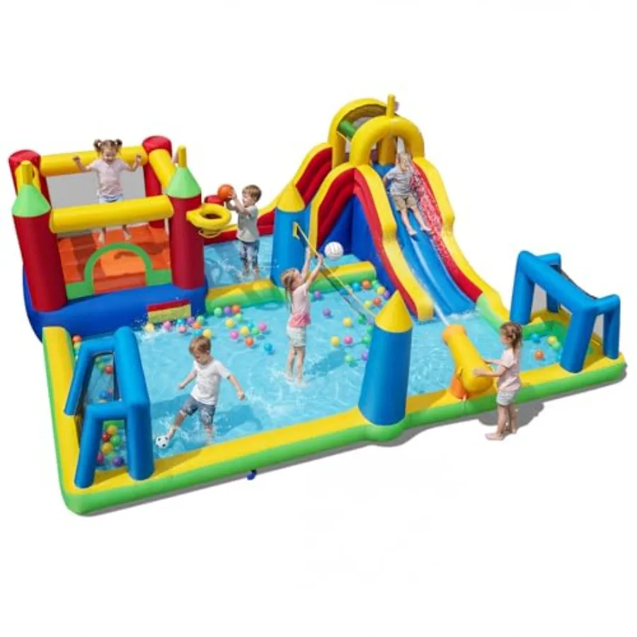 Inflatable Water Slide Bounce House Combo Football/Volleyball/Basketball Area Giant Splash Pool 9 in 1 Outdoor Blow Up Bouncy W
Inflatable Water Slide Bounce House Combo Football/Volleyball/Basketball Area Giant Splash Pool 9 in 1 Outdoor Blow Up Bouncy W