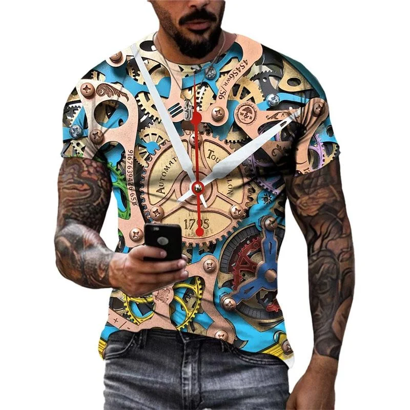Mechanical Gears Pattern T-Shirt For Men Cool Colorful 3D Printed T Shirts Summer Short Sleeve Oversized Street Tops Sports Tees
Mechanical Gears Pattern T-Shirt For Men Cool Colorful 3D Printed T Shirts Summer Short Sleeve Oversized Street Tops Sports Tees