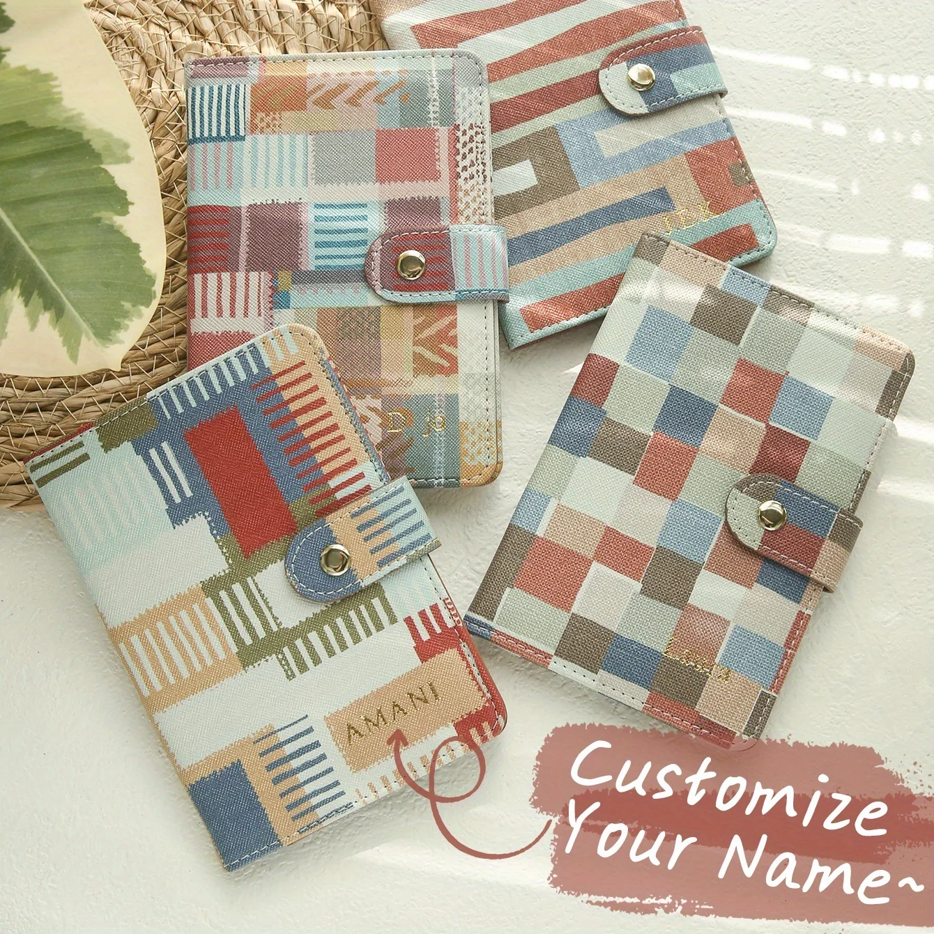 1PC Custom Hot Stamping Name Passport Holder with Buckle Customized Bohemain Passport Holder with Vintage Patchwork Plaid
1PC Custom Hot Stamping Name Passport Holder with Buckle Customized Bohemain Passport Holder with Vintage Patchwork Plaid
