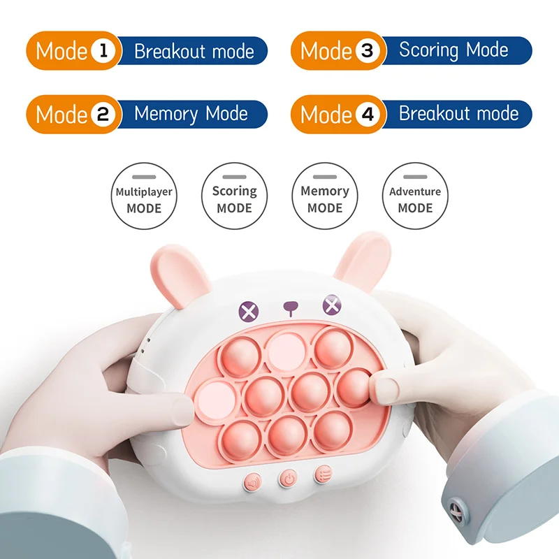 Electronic Quick Push Bubble Game Handle Toys Pop Up Light Fidget Fun Puzzle Anti-Stress Game Machine Toy Gifts For Kids Adults
Electronic Quick Push Bubble Game Handle Toys Pop Up Light Fidget Fun Puzzle Anti-Stress Game Machine Toy Gifts For Kids Adults