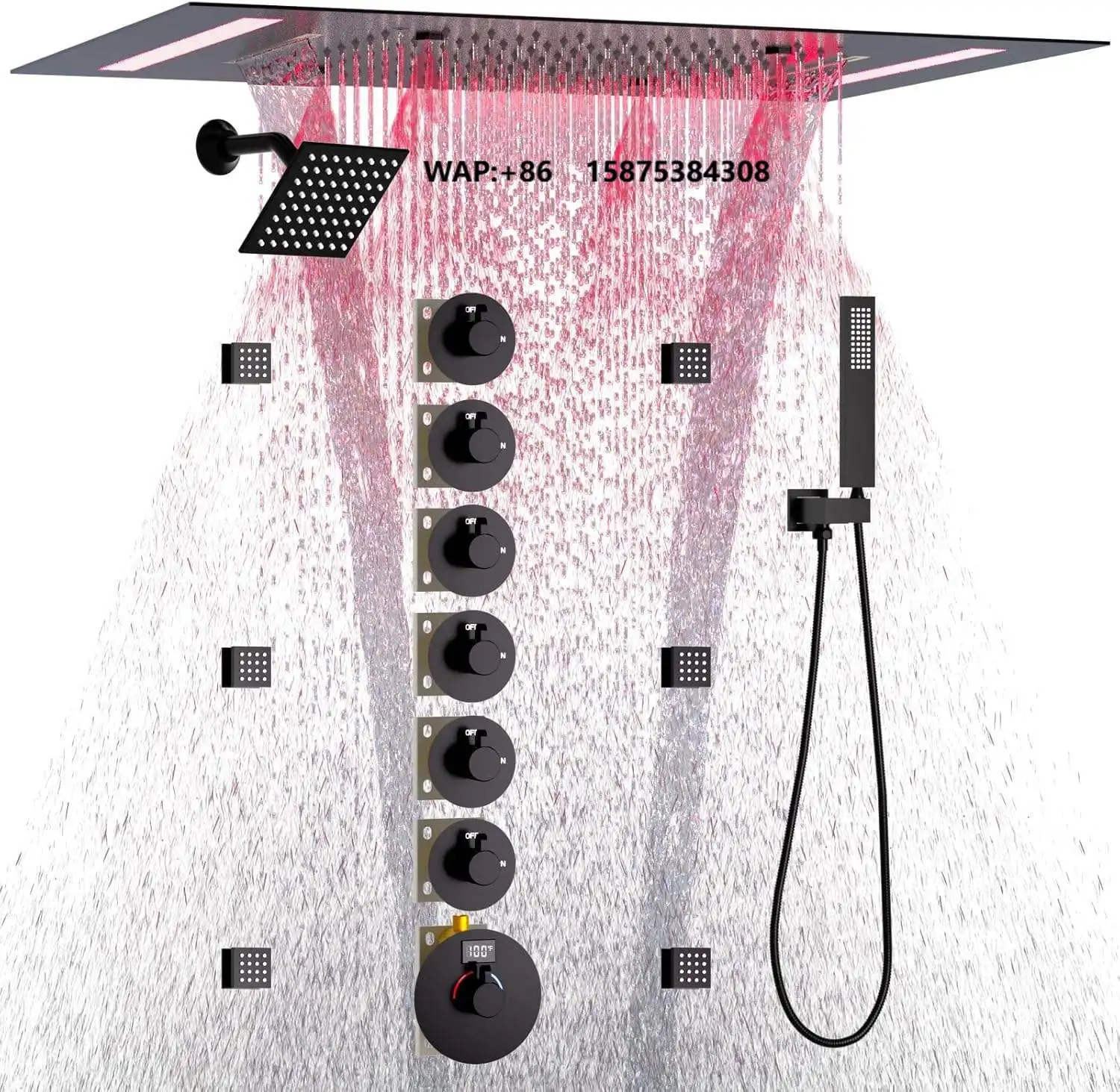 Black LED Digital Display Rain Shower Head System Ceiling Mount Shower Set Rain Led Top Shower Set Head
Black LED Digital Display Rain Shower Head System Ceiling Mount Shower Set Rain Led Top Shower Set Head