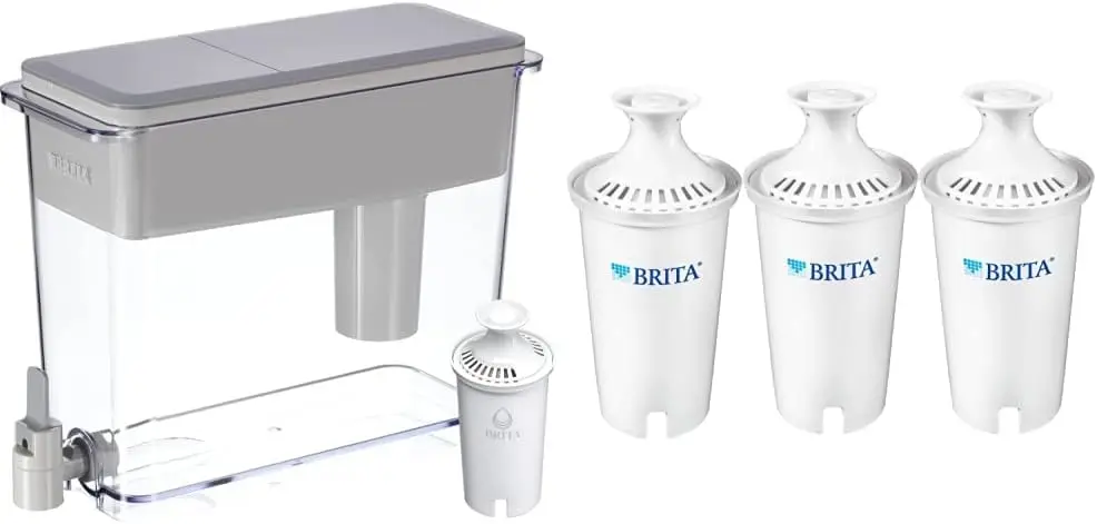 27-Cup Water Filter Dispenser with 4 Filters, BPA Free, Gray, Fits Fridge
27-Cup Water Filter Dispenser with 4 Filters, BPA Free, Gray, Fits Fridge